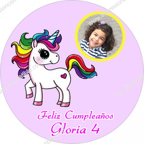 Oblea Unicornio con Foto - Redondo